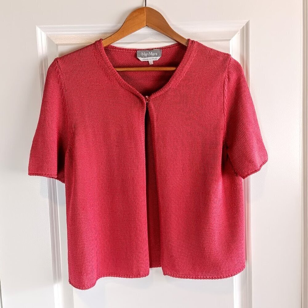Max Mara Rose Pink Italian Cotton Knit Cardigan